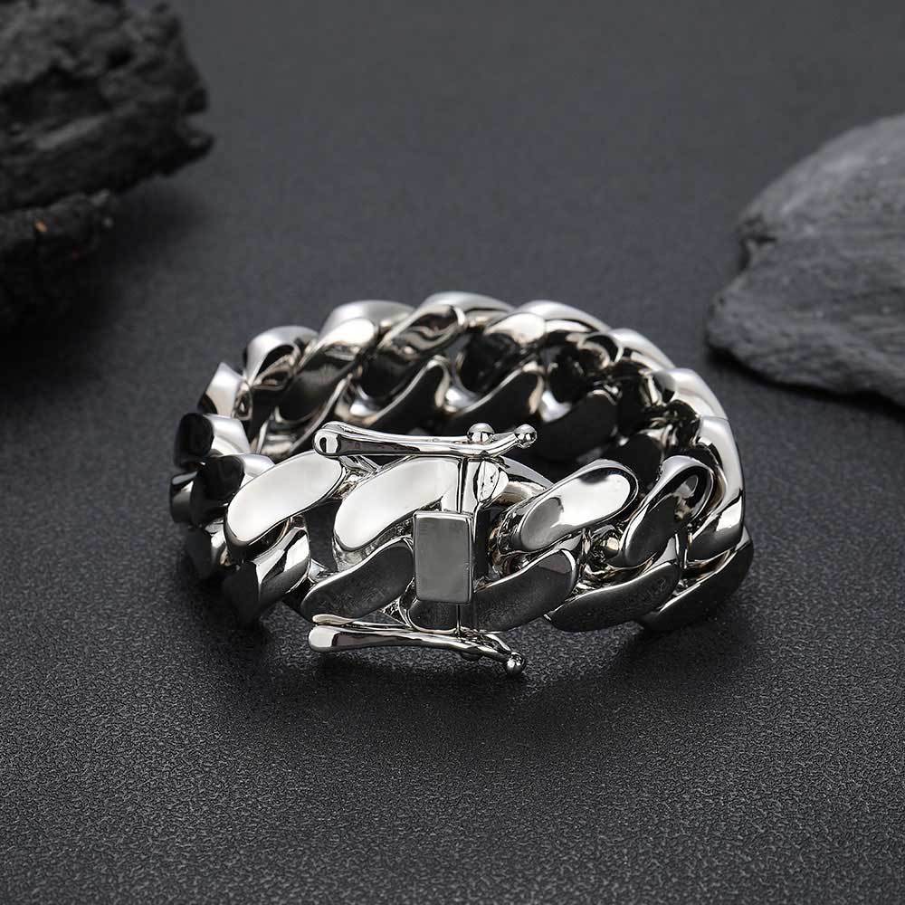 Men's Smooth Cuban Titanium Steel Bracelet Width 22mm Length 7-9inch.Q935