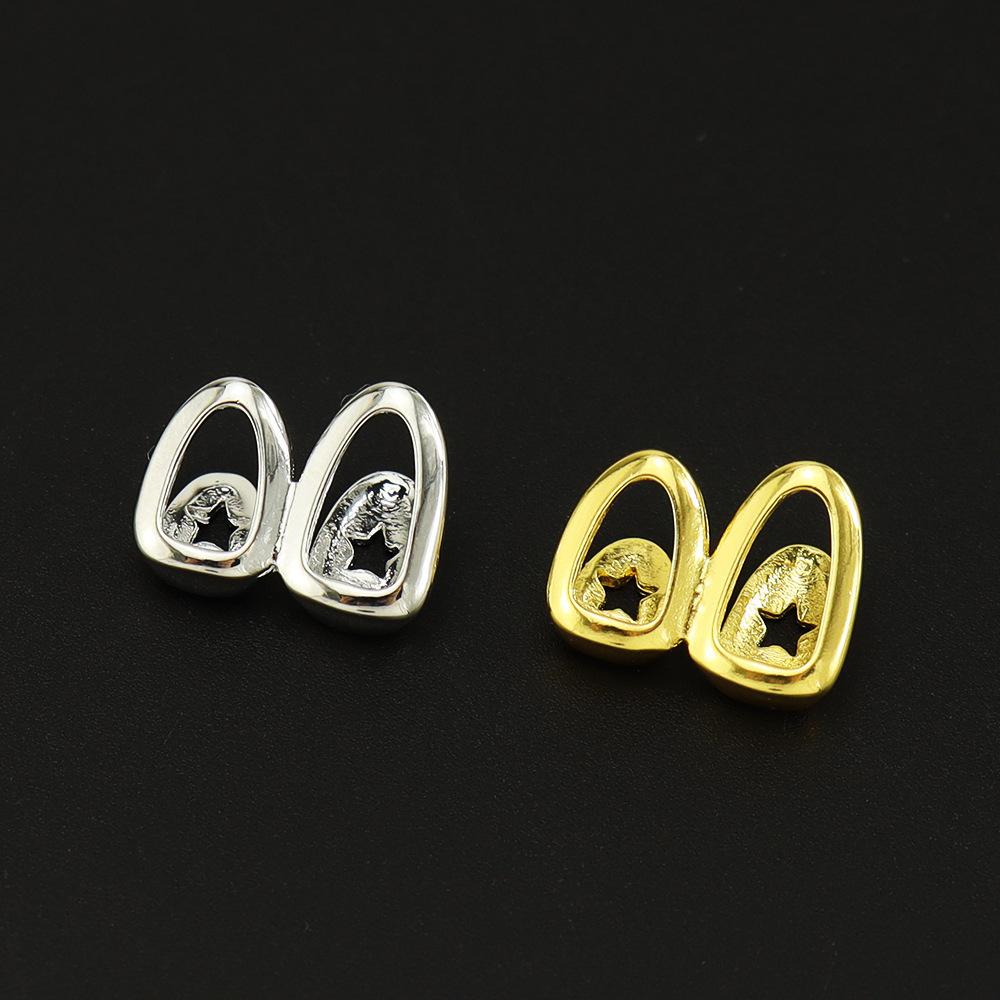 Unisex Hip-hop Pentagram Tooth Cap Double Hollow Teeth Copper Grillz W784