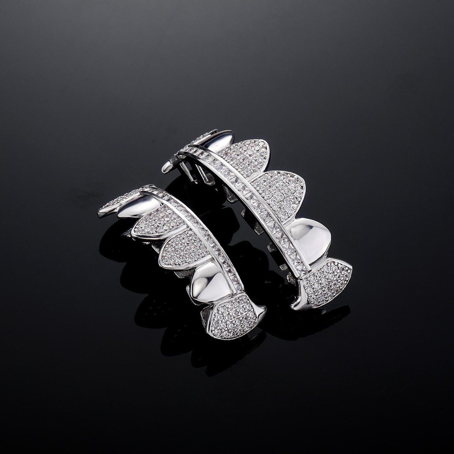 ZR Grillz hip-hop zirconia vampire Halloween accessory, comfortable for men and women to wear, ideal for street rappers.  Y25