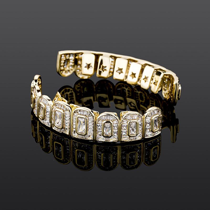 ZR RILLZ Hip-Hop Grillz, featuring shiny 5A baguette and princess-cut cubic zirconia.Y6