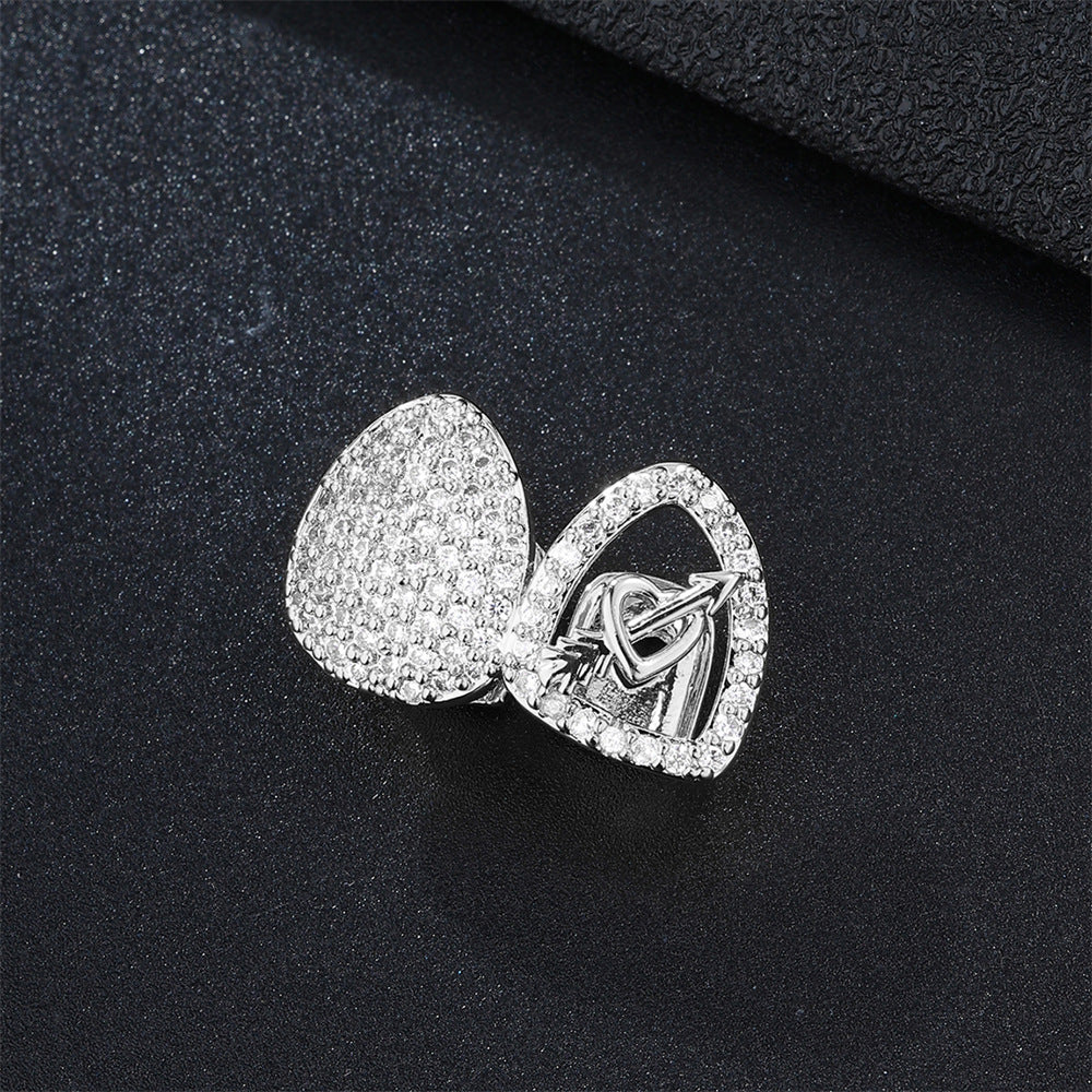 Trendy Hip-Hop Gold Grillz with Zircon Inlay – Fun and Quirky Single Heart-Shaped Grillz Accessory for Halloween Y70