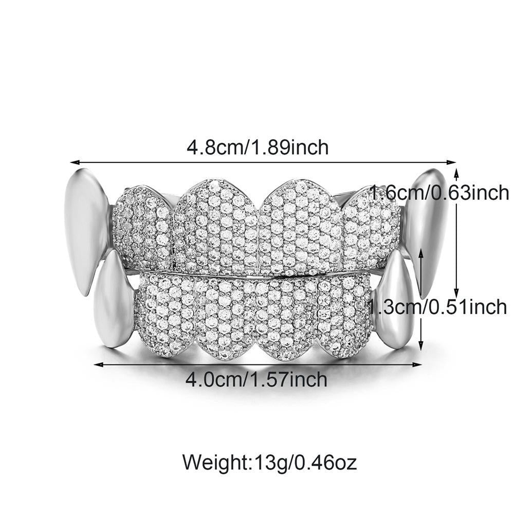 【ALL 4、6teeth  ZIRCON  GRILLZ IN HERE 02】Unisex Hiphop Accessories Grillz Cubic Zirconia Grills Comfortable