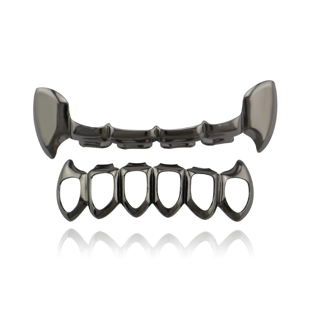 Unisex Halloween Costume Hollow Copper Fangs Grillz Denture Set - Q869