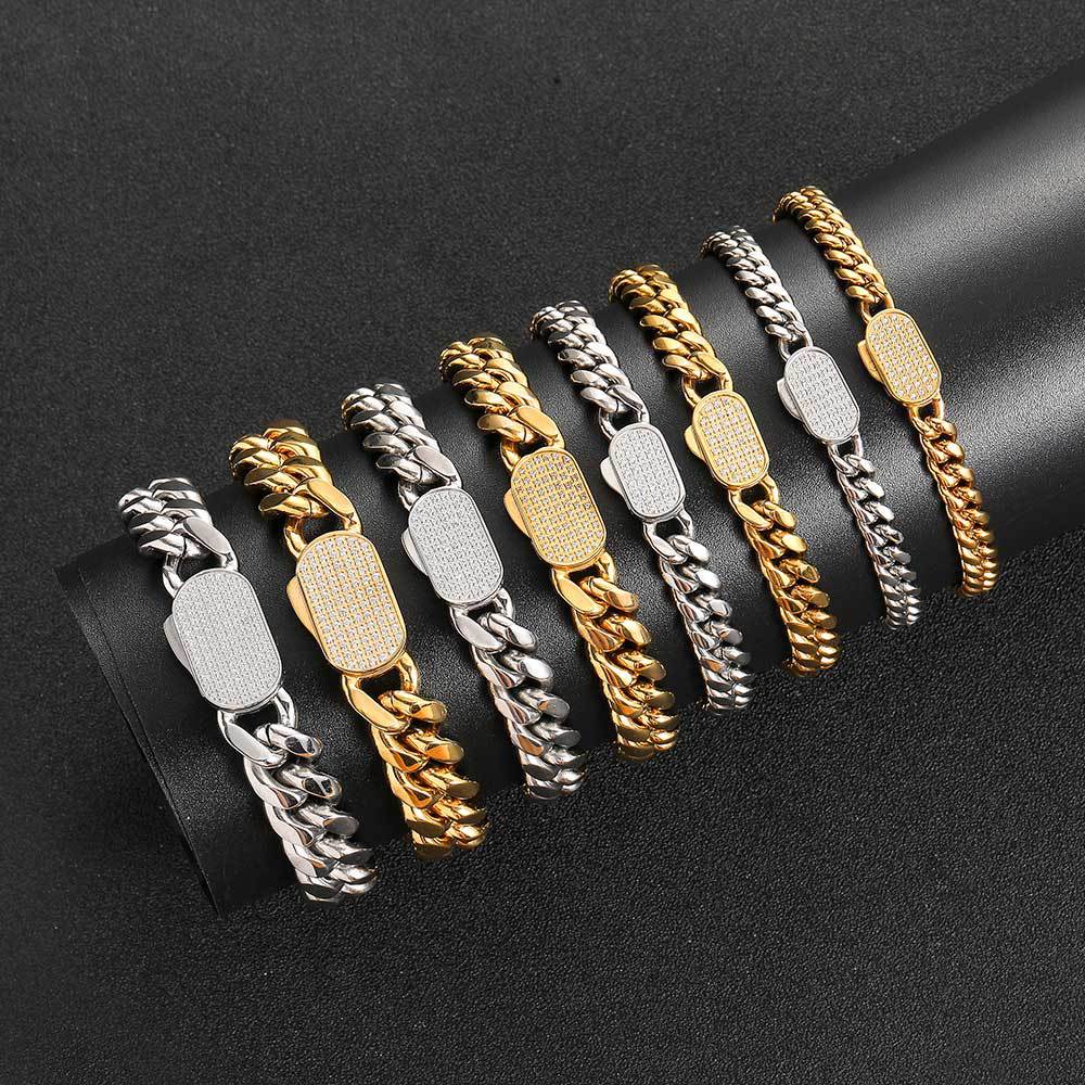Unisex Hip-Hop Titanium Steel Cuban Chain Necklace, width 6mm-12mm, length 16"-30" D152