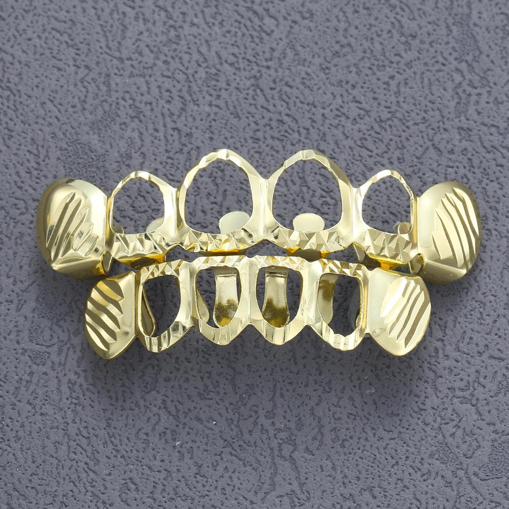Men's hollow hip-hop copper grill, street rap super cool false teeth.  X478.