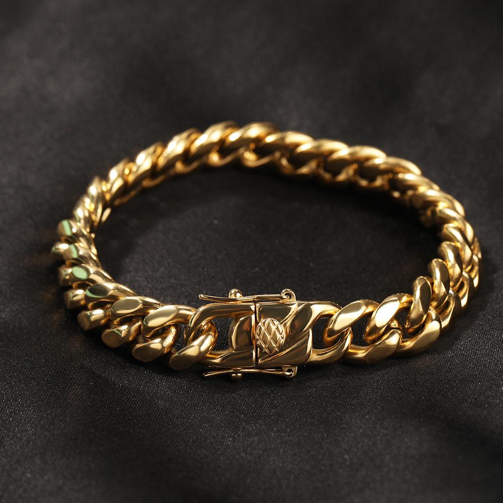 Men's Electroplated Cuban Link Bracelet 8-14mm width -D259