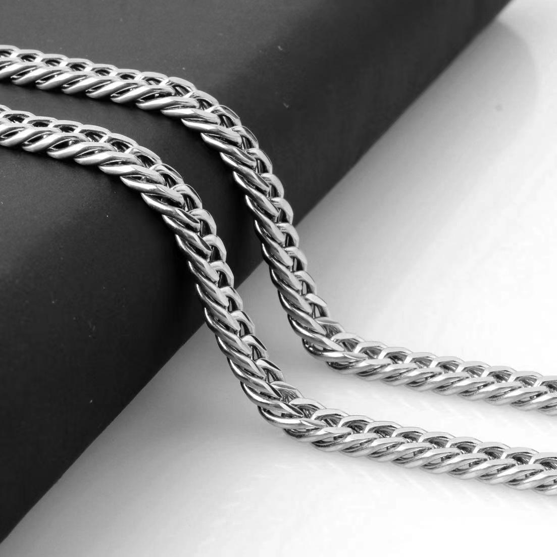 Unisex Hip-Hop Cuban Chain Necklace Stainless Steel Matte FinishTitanium Steel, Length18-24In ,S95