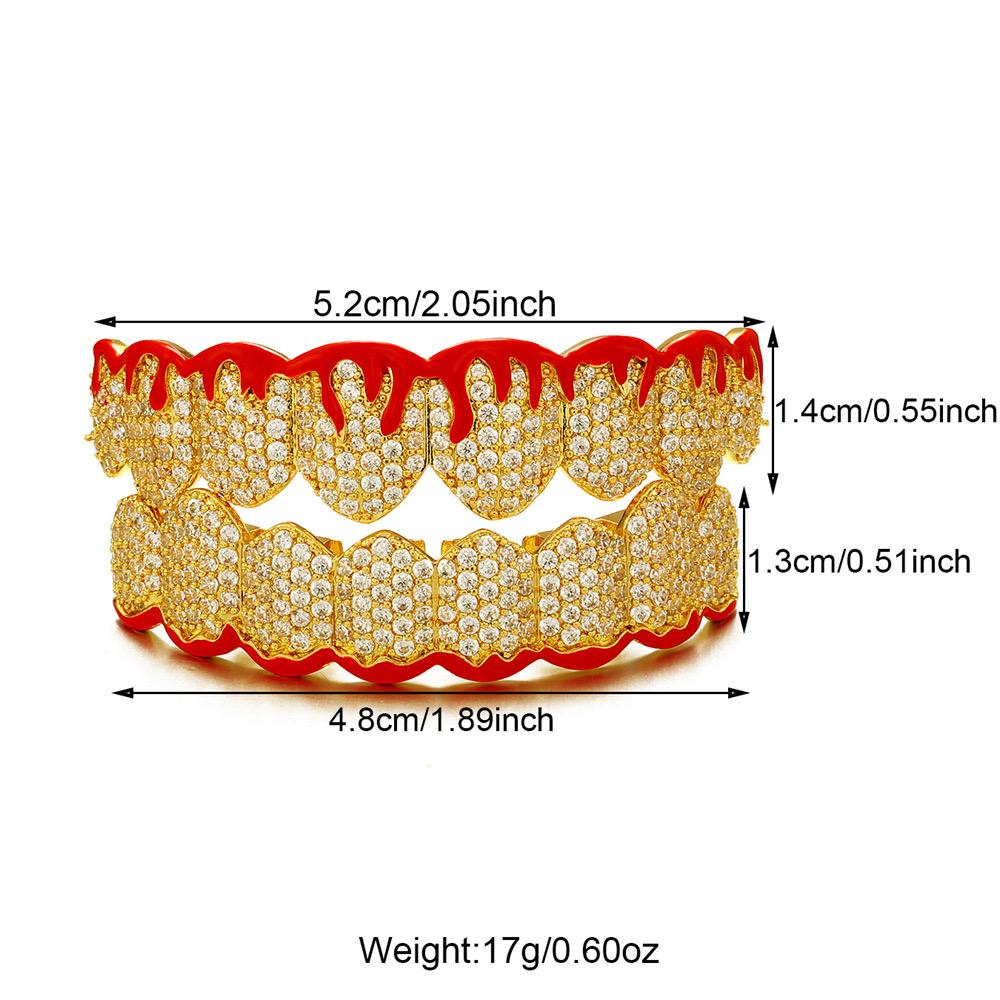 Unisex Cubic Zirconia Flame 8 Teeth Grillz Set Vampire Grills Hip-Hop Accessories  Street Rapper Jewelry.Mask Super Cool .X999