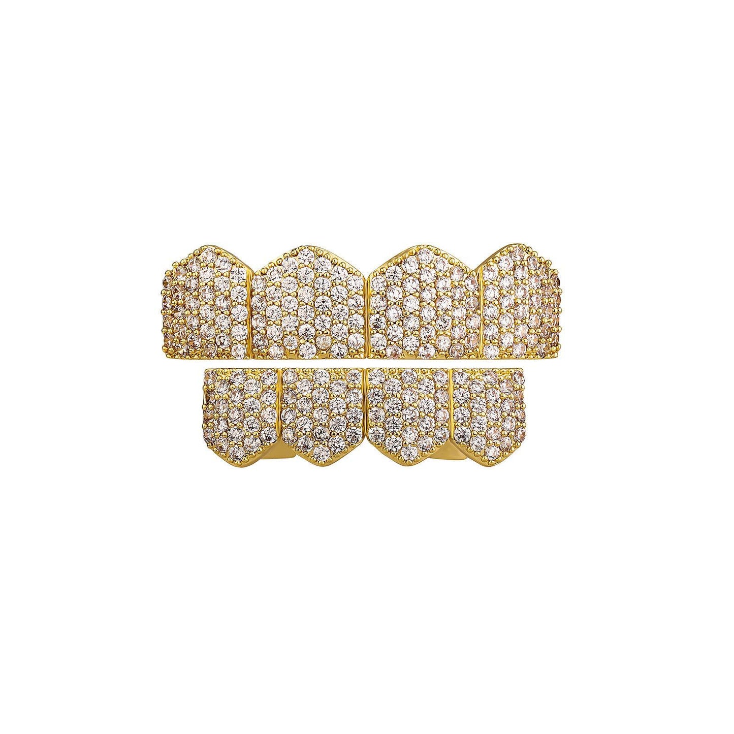 【ALL 4、6teeth  ZIRCON  GRILLZ IN HERE 02】Unisex Hiphop Accessories Grillz Cubic Zirconia Grills Comfortable