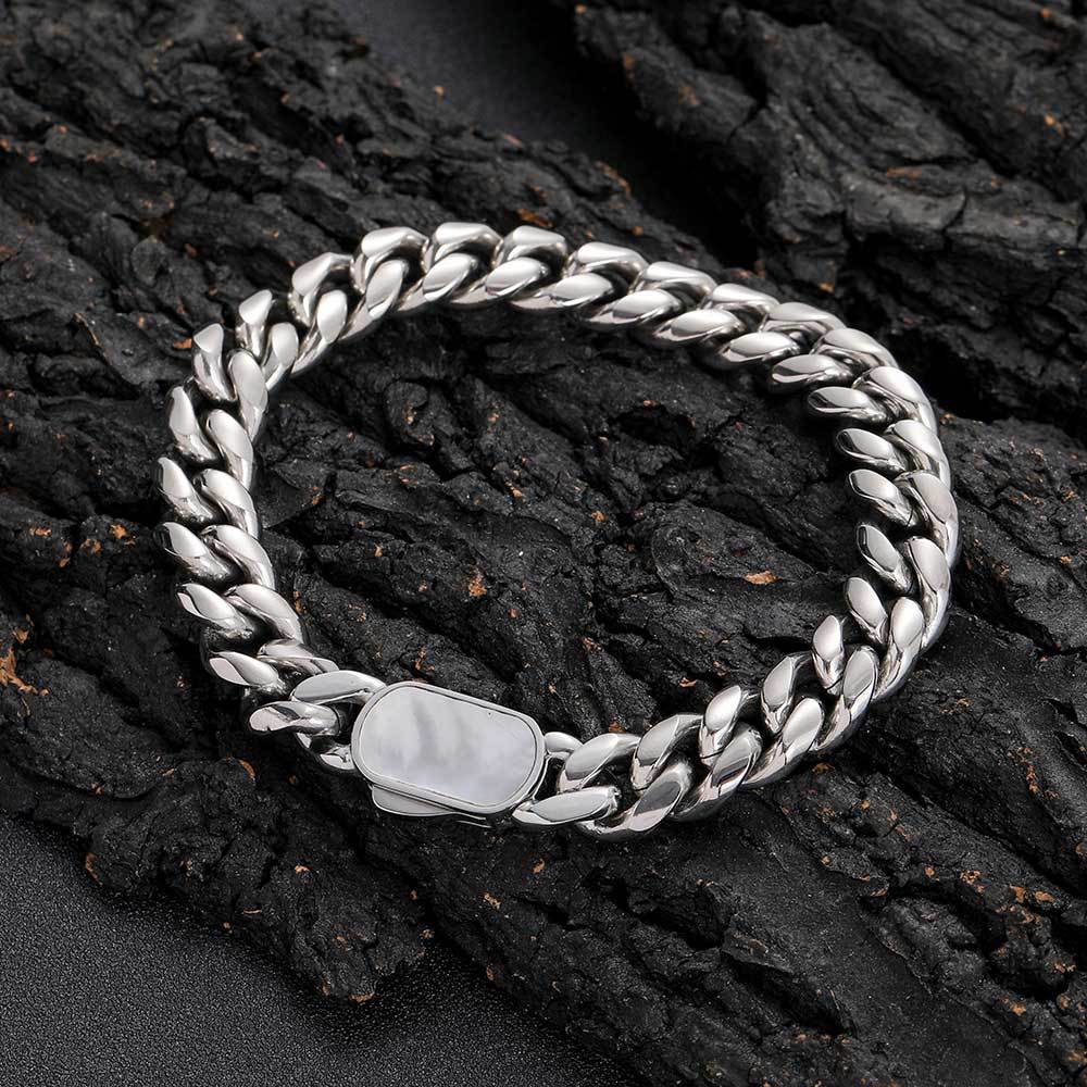 Men's Versatile Encrypted Cuban Titanium Steel Bracelet Width 8-12MM Length 7-9inch Q938