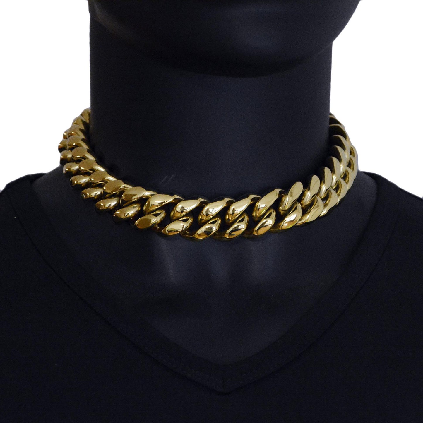 Men's Retro  simple Urban Hip Hop Cuban Chain  Titanium Steel Necklace  22mm 8.5-30inches  D392