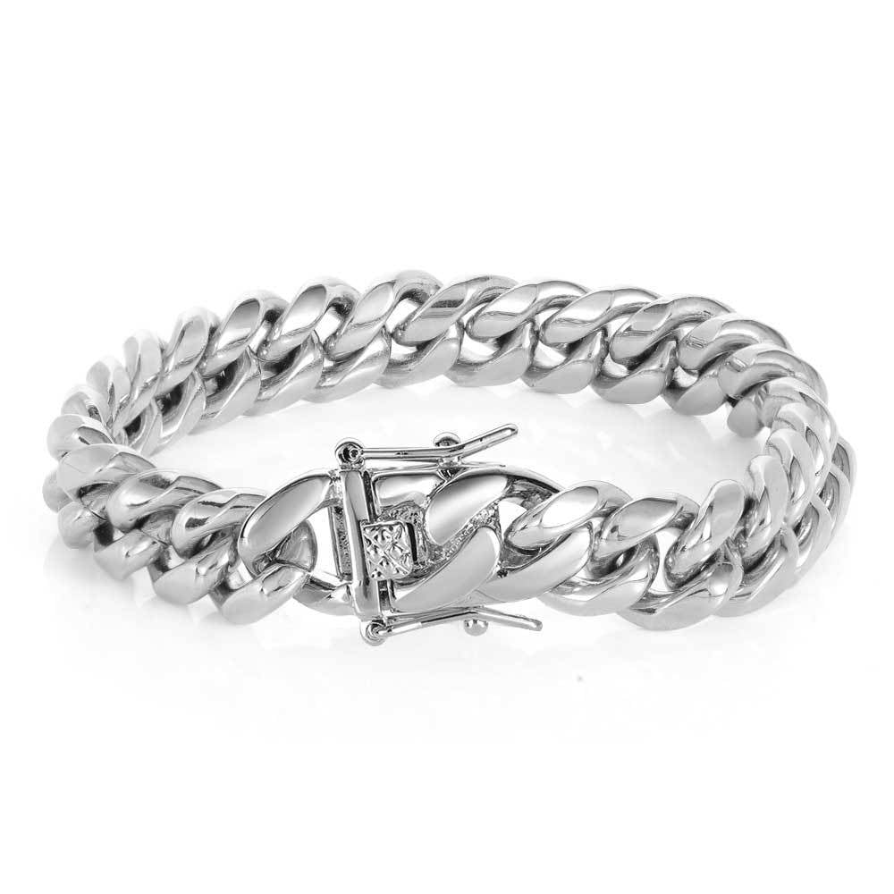 Unisex Plain Clasp Encrypted Cuban Bracelet Round Grind Hip-hop Titanium Steel Width 6-14mm Length 7-9 Inches,  W792