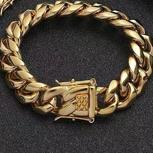 Men's Cuban Link Stainless Steel  Necklace/Bracelet with Designed Quick Release Buckle,14MM  16-30 Inches Chain Length   D10