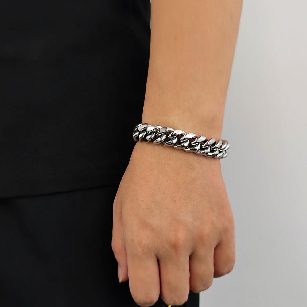 Men's Hip-Hop Cuban Titanium Steel Bracelet Width 6-18MM Length 7-9inch .Q936