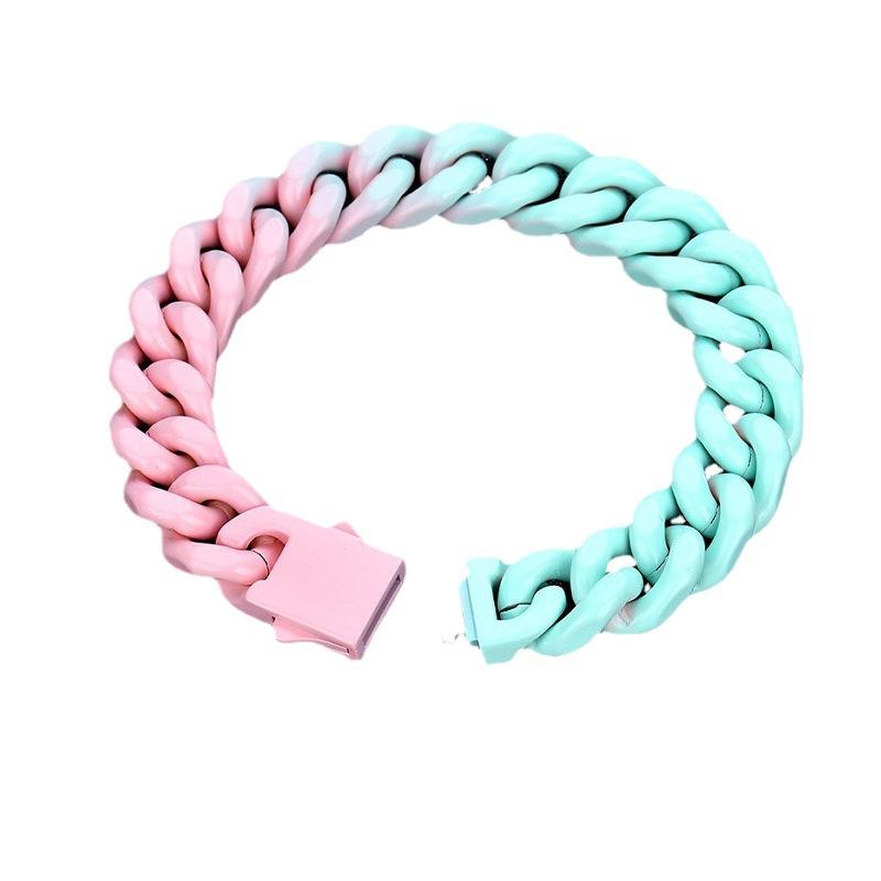 Men's Hip-Hop Cuban Multicolor Titanium Steel Bracelet, Width 13MM, Chain Length 7.3-8.3 inches - Q1202