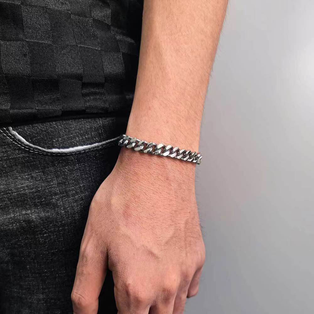 Men's Four-Sided Grinding Cuban Chain Bracelet 7-9" Two Colors - A Perfect Gifts For Lovers, Friends, Boyfriends, Girlfriends, Wife, Husband, Thanksgiving, Independence Day, Holloween, Black Friday, Chrisatmas and New Year D83