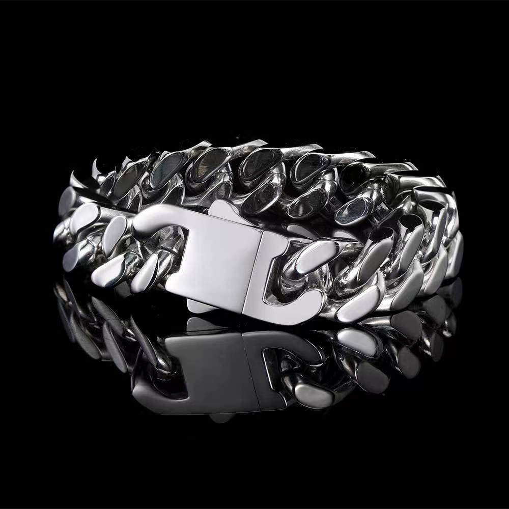Men's Four-Sided Grinding Cuban Chain Bracelet 7-9" Two Colors - A Perfect Gifts For Lovers, Friends, Boyfriends, Girlfriends, Wife, Husband, Thanksgiving, Independence Day, Holloween, Black Friday, Chrisatmas and New Year D83