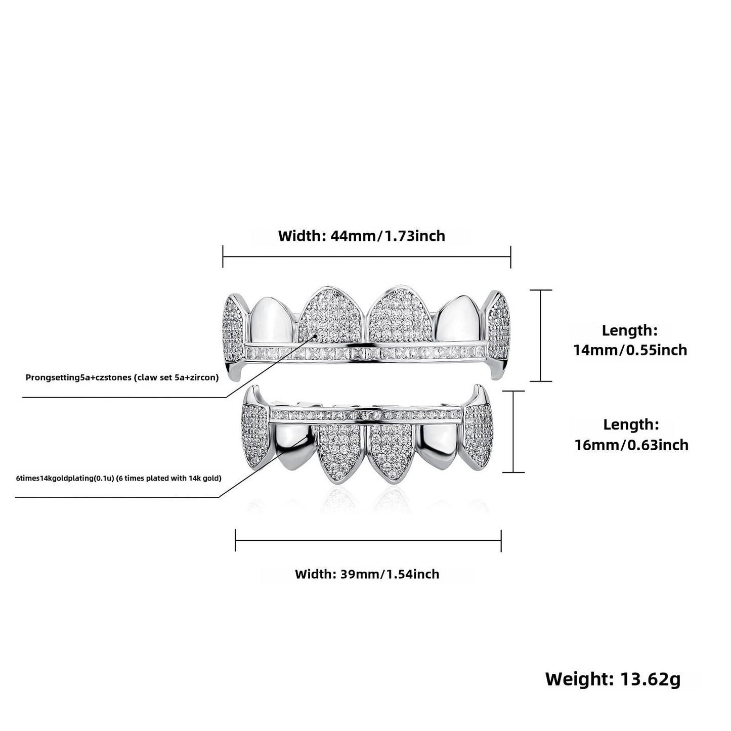 ZR Grillz hip-hop zirconia vampire Halloween accessory, comfortable for men and women to wear, ideal for street rappers.  Y25