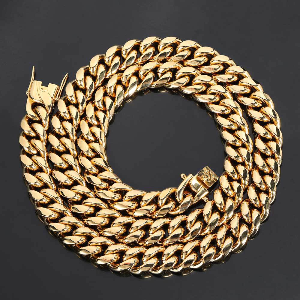 Unisex Dragon Head Clasp Cuban Necklace Encrypted Round Grind Male Titanium Steel Width 6-12MM Length 16-30 Inches.W790