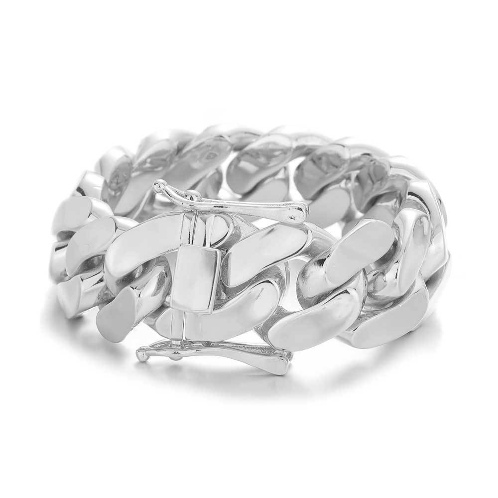 Men's Smooth Cuban Titanium Steel Bracelet Width 22mm Length 7-9inch.Q935