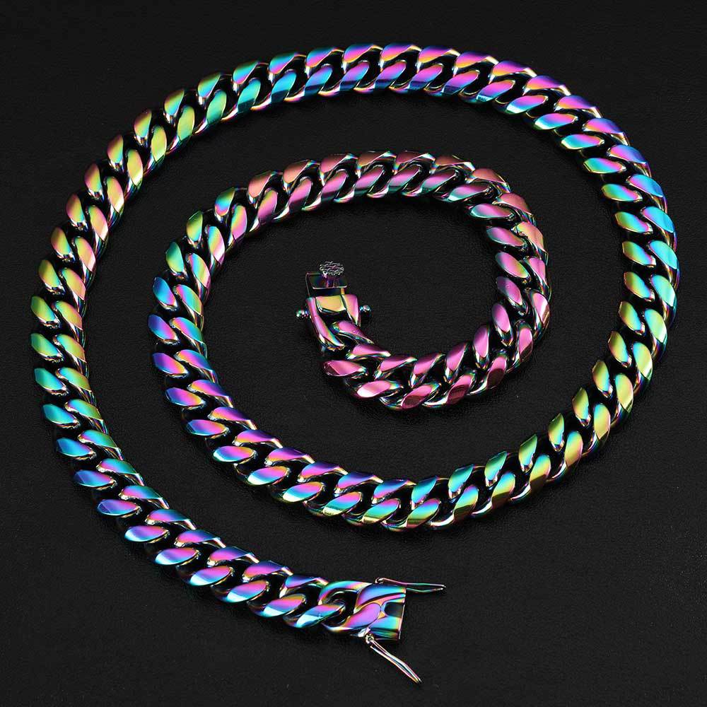 Unisex Dragon Head Clasp Cuban Necklace Encrypted Round Grind Male Titanium Steel Width 6-12MM Length 16-30 Inches.W790