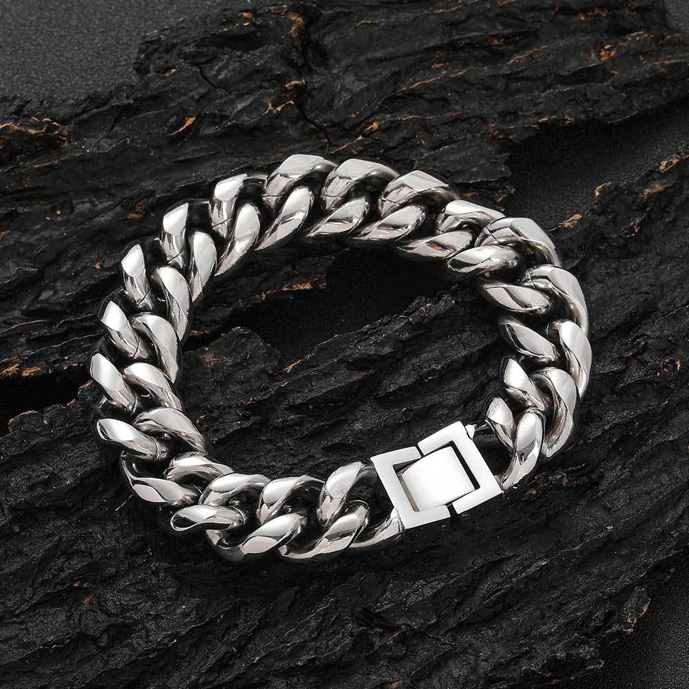 Men's Hip-Hop Cuban Titanium Steel Bracelet Width 6-18MM Length 7-9inch .Q936