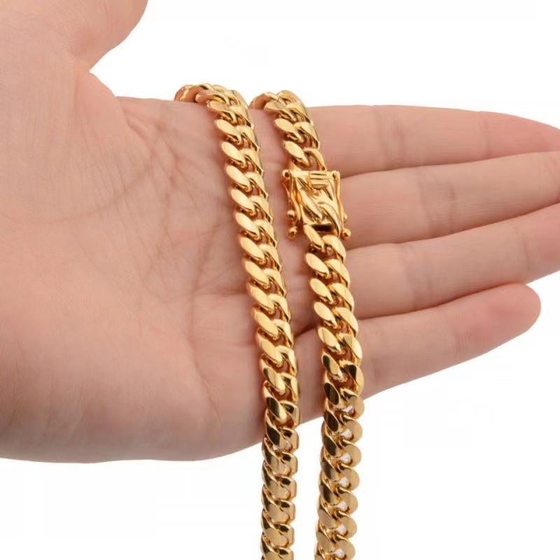 Men's Cuban Link Stainless Steel  Necklace/Bracelet with Designed Quick Release Buckle,14MM  16-30 Inches Chain Length   D10