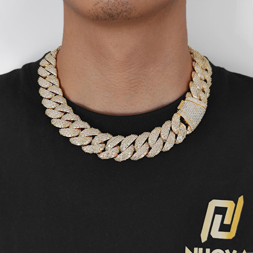 Luxury Hip-Hop 24mm T-Zircon Bubble Cuban Chain Necklace for Men - Full CZ-Studded Bracelet -  Y52
