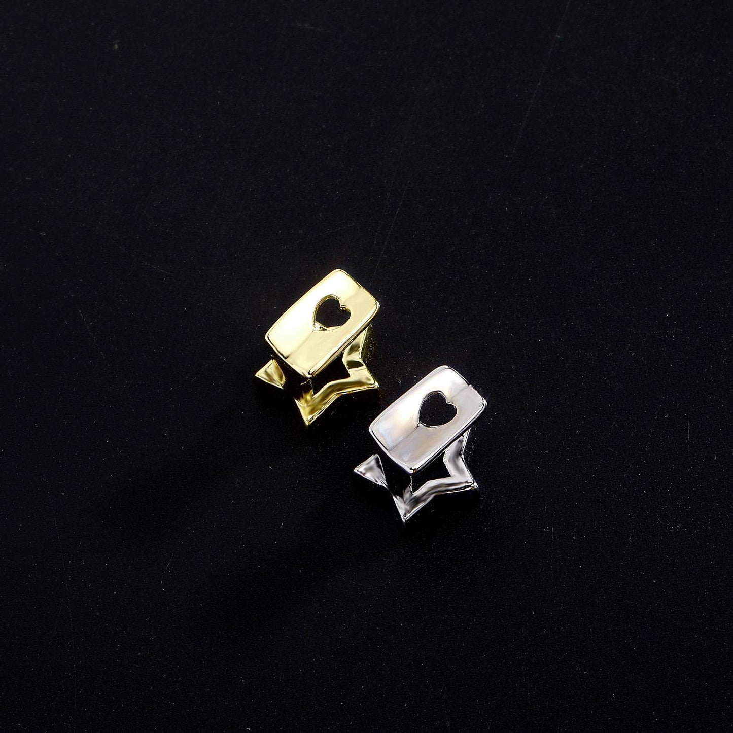 Unisex Cubic Zirconia Holo Star Sahpe Single Tooth Comfortable Grillz Hiphop Accessories Grills   K272