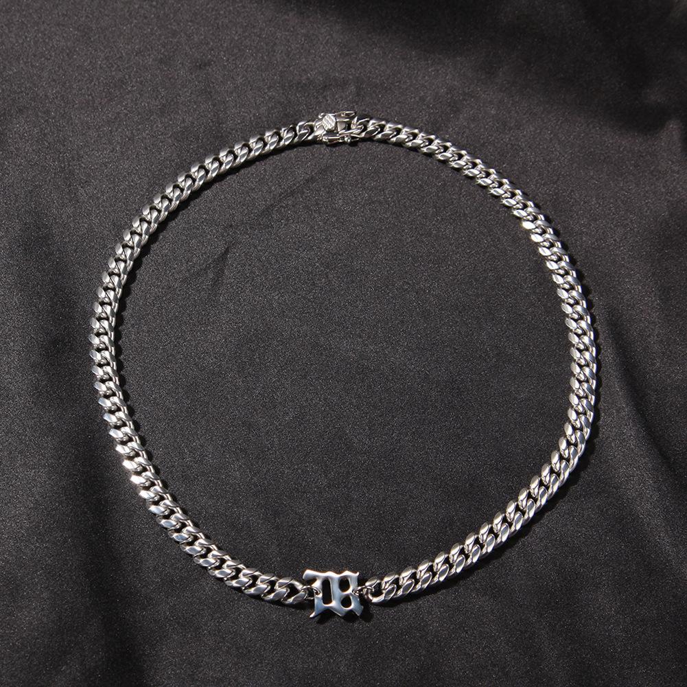 8mm Unisex Urban Groove Stainless Steel Cuban Chain 18 Inches Chain Length -  D314