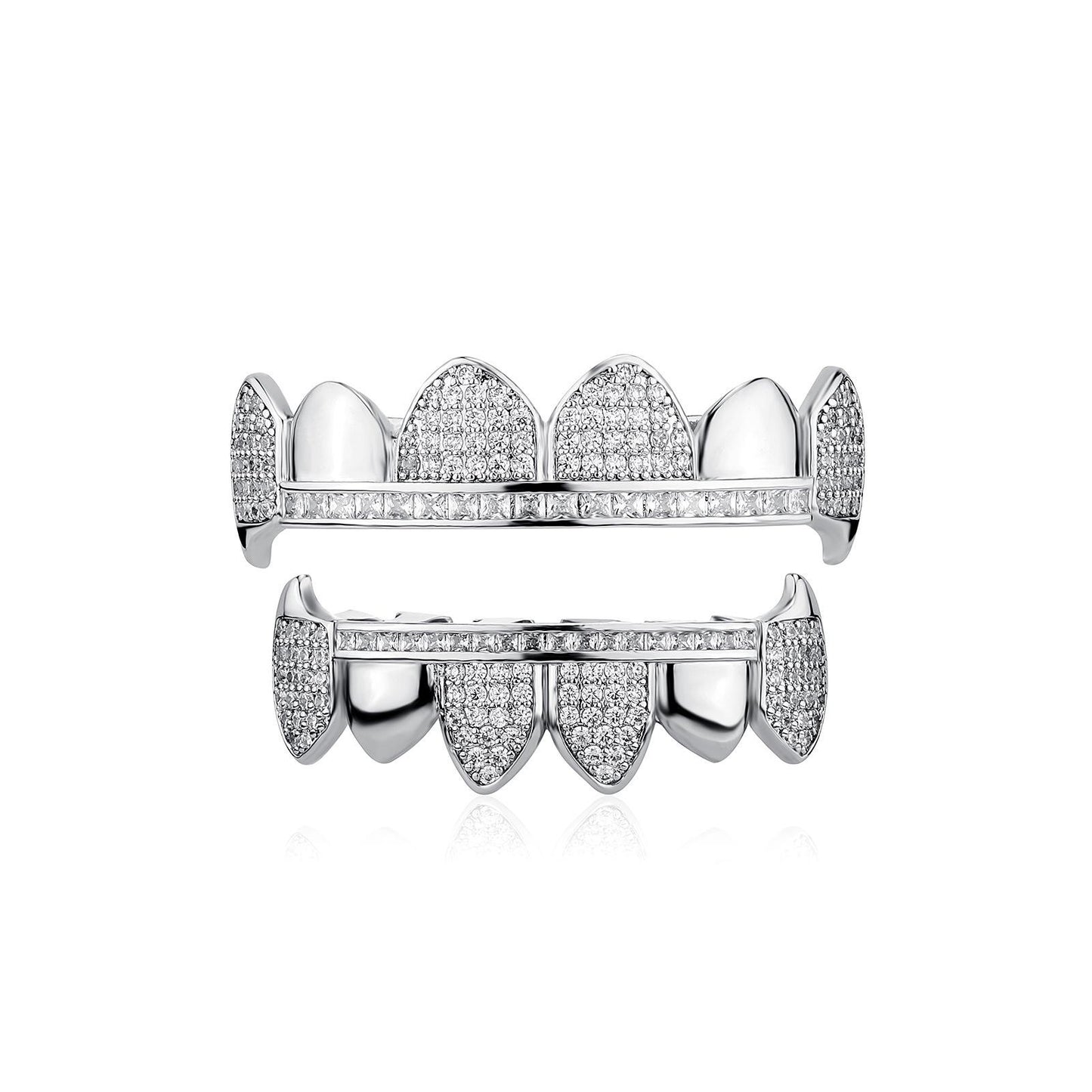 Zirconia Fang Teeth Grillz – Unisex, Perfect for Rappers, Hip-Hop, Street Style & Halloween Z02