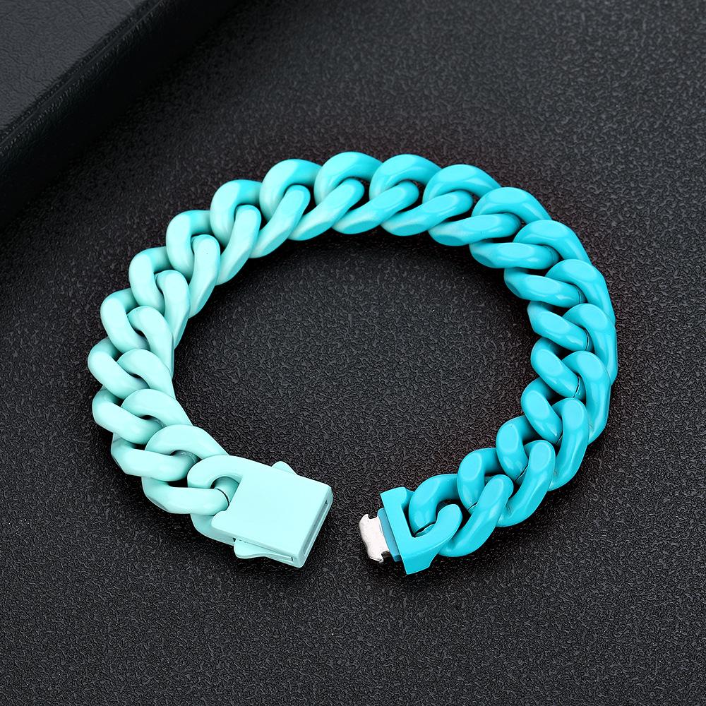 Men's Hip-Hop Cuban Multicolor Titanium Steel Bracelet, Width 13MM, Chain Length 7.3-8.3 inches - Q1202