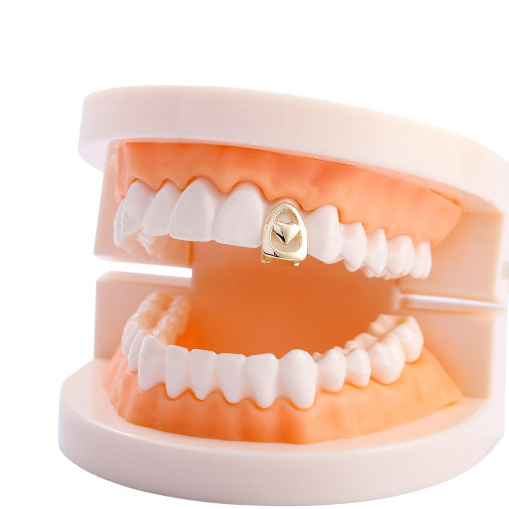 Unisex Hip-Hop Halloween Fangs Grillz Hollow Heart-shaped Fangs Grillz Single Tooth .Q1079