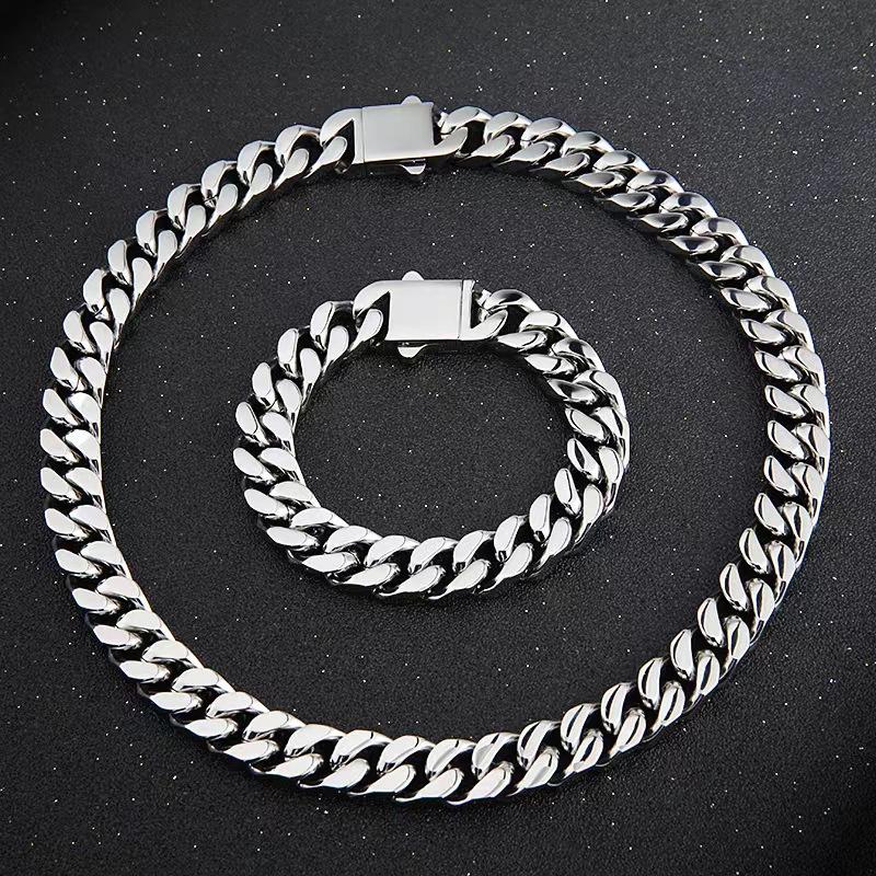 Unisex Chunky Miami Cuban Chain Necklace, 4.8-14mm Width, 18-30inch Length -D26