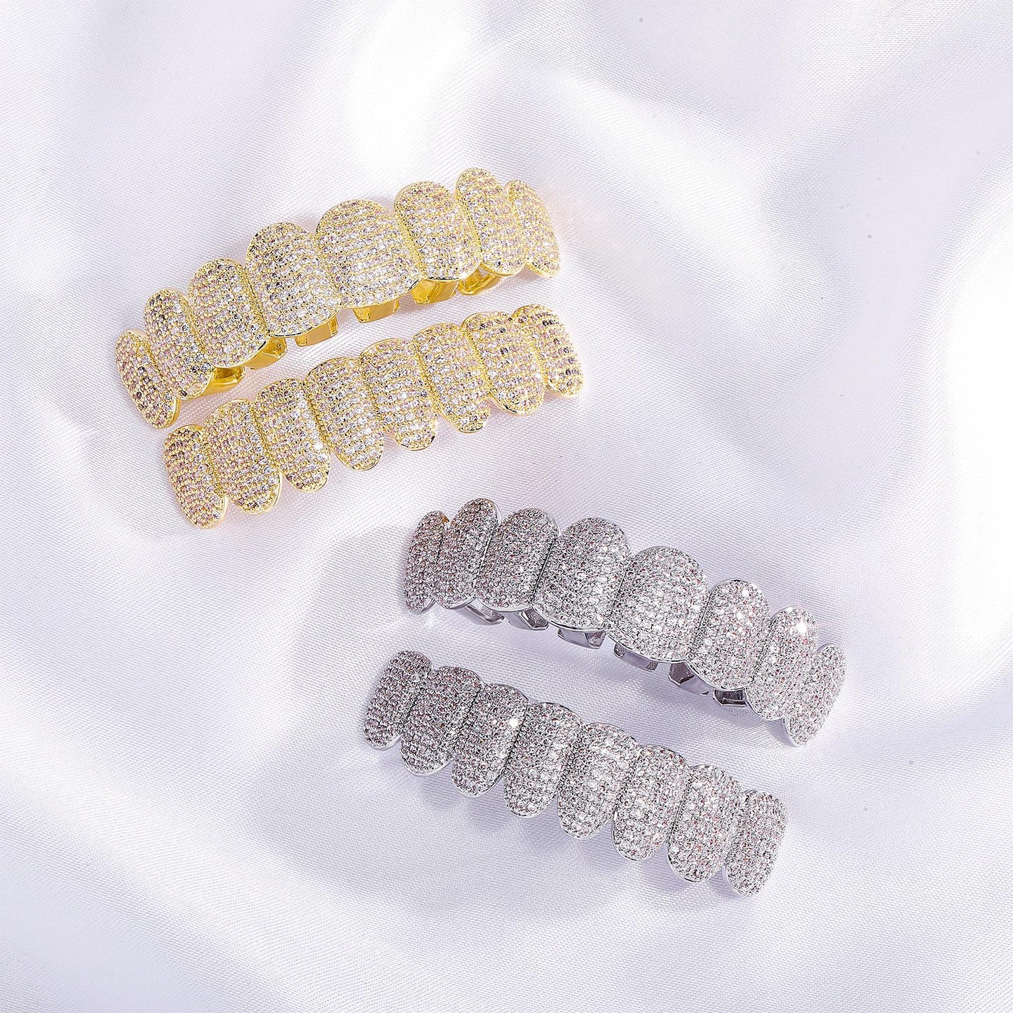 Unisex Cubic Zirconia Hiphop Sparkling Comfortable 8 Teeth Grillz Hiphop  K234