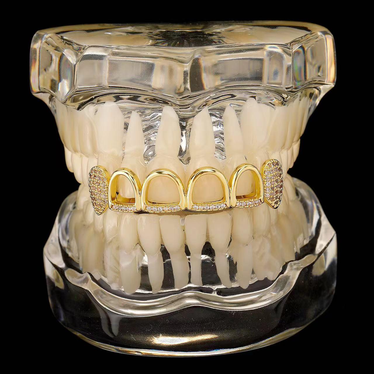 Unisex Cubic Zirconia 6 Teeth Holo Comfortable Grillz HipHop Accessories Grills For Men & Women .K293
