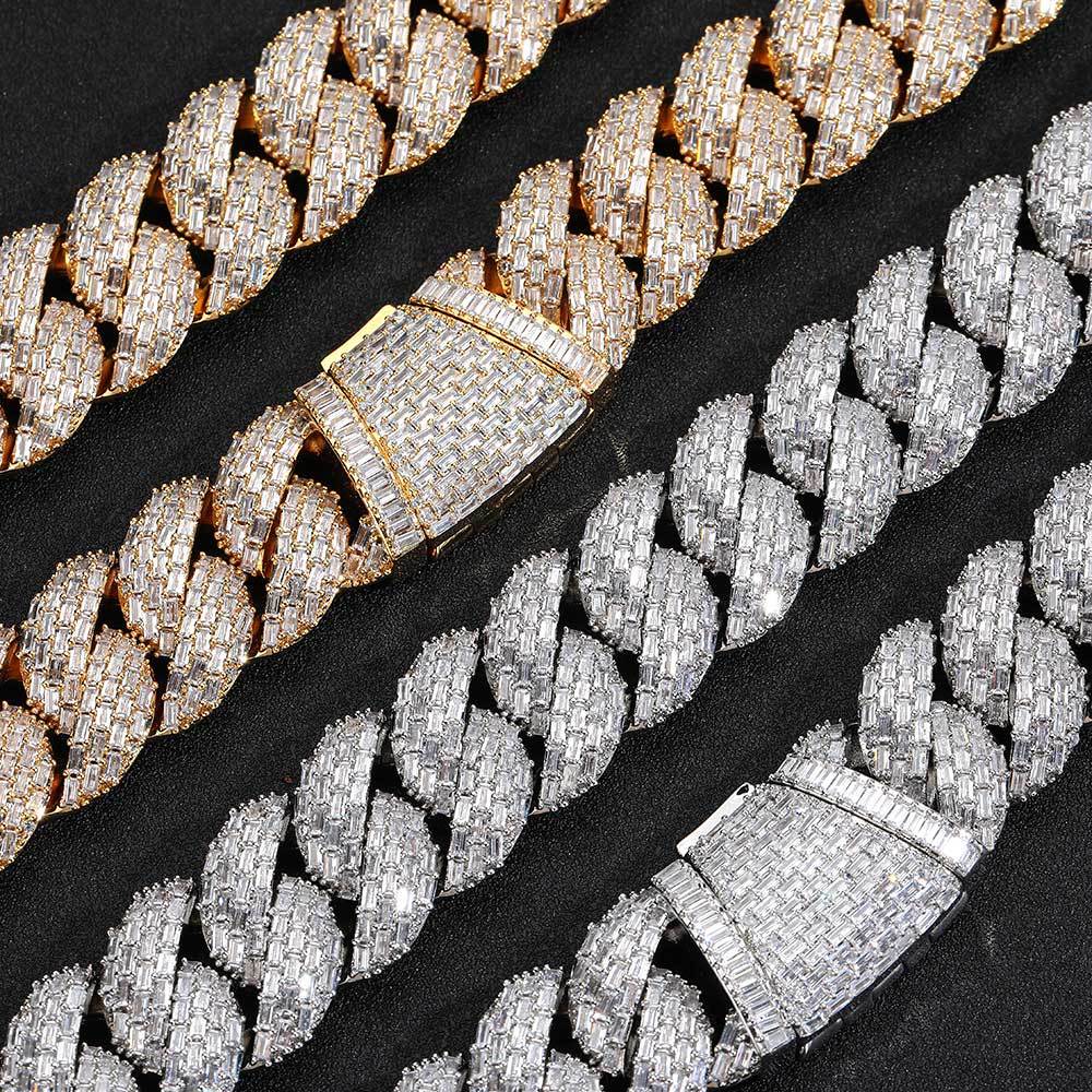 Luxury Hip-Hop 24mm T-Zircon Bubble Cuban Chain Necklace for Men - Full CZ-Studded Bracelet -  Y52