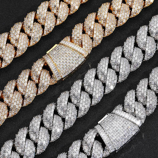 Luxury Hip-Hop 24mm T-Zircon Bubble Cuban Chain Necklace for Men - Full CZ-Studded Bracelet -  Y52