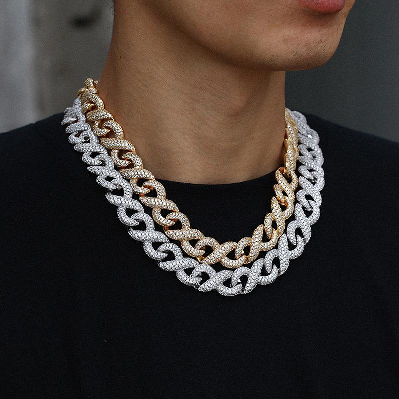 's 16MM  moissanite Cuban link hip hop necklace. S925 sterling silver, 8-24 inches.ZR04