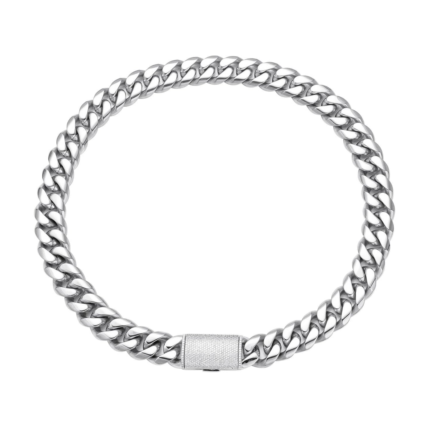 12/14/18/20/22mm Stainless Steel Hip-Hop Cuban Chain Necklace for Men with Micro-Paved Zircon -  Y57