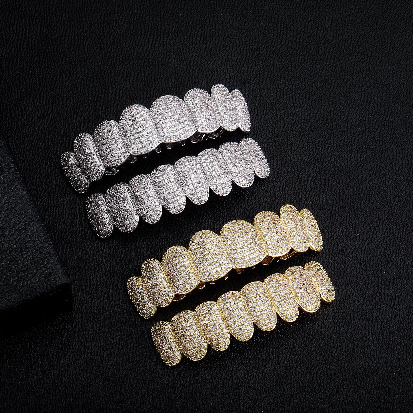 Unisex Cubic Zirconia Hiphop Sparkling Comfortable 8 Teeth Grillz Hiphop  K234