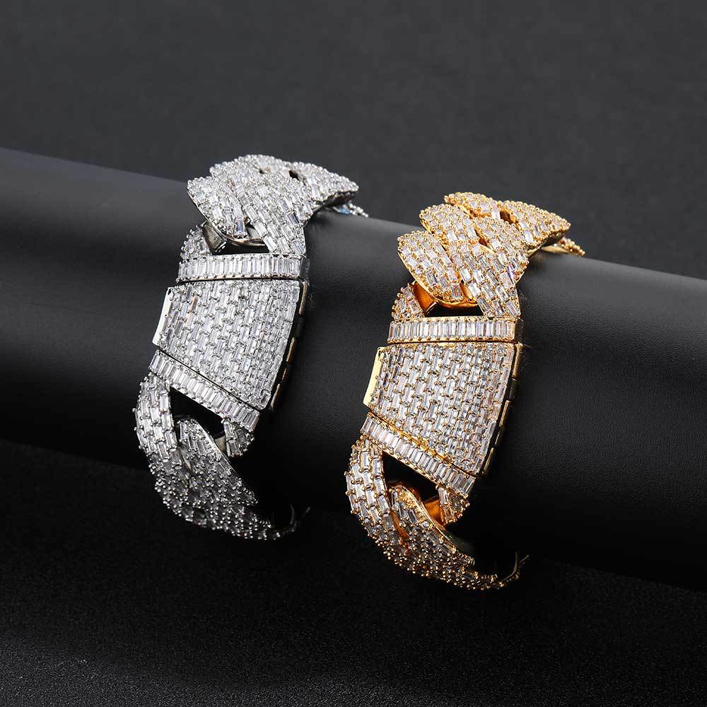Luxury Hip-Hop 24mm T-Zircon Bubble Cuban Chain Necklace for Men - Full CZ-Studded Bracelet -  Y52