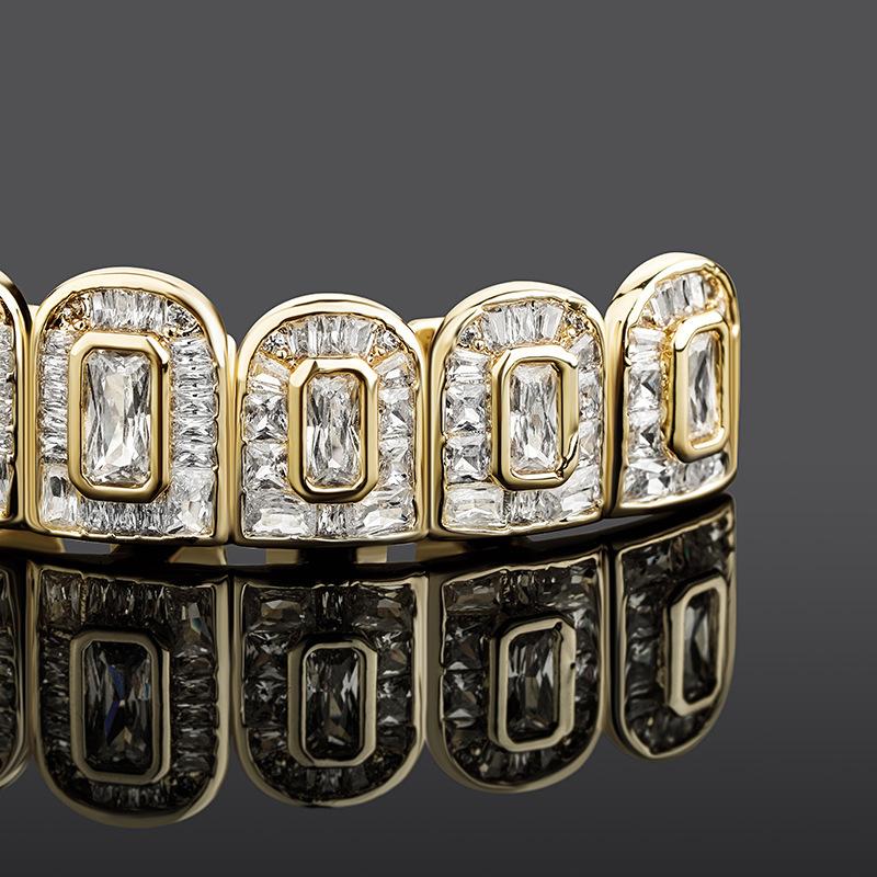 ZR RILLZ Hip-Hop Grillz, featuring shiny 5A baguette and princess-cut cubic zirconia.Y6