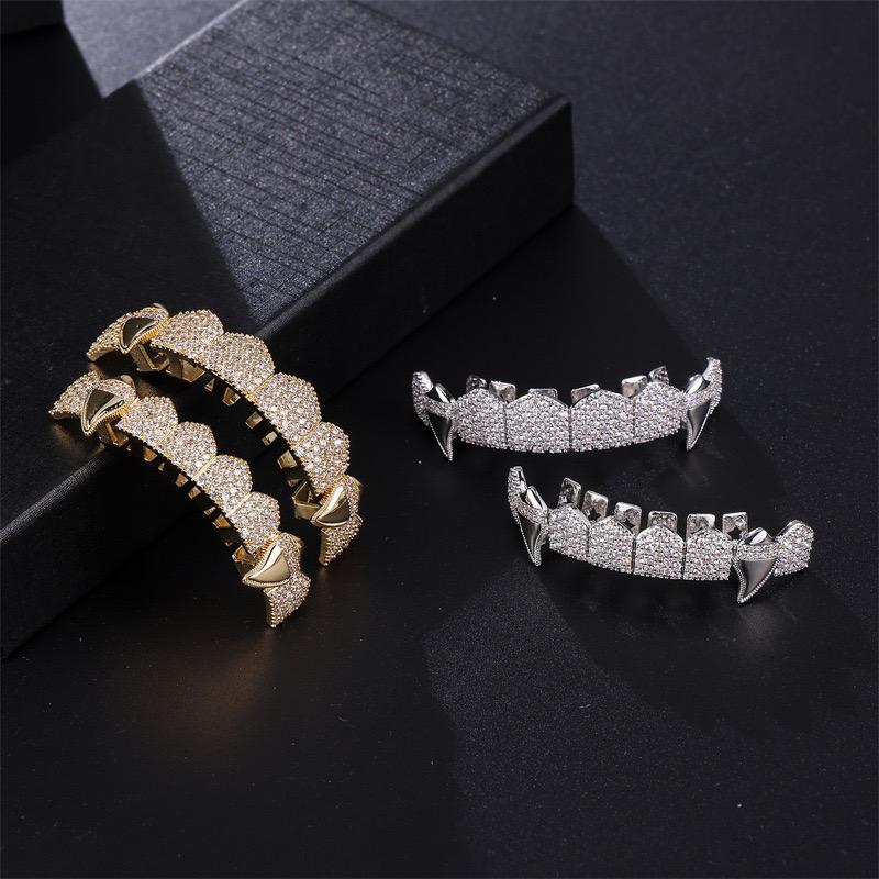 Unisex Cubic Zirconia Sharp Vampire 8 Teeth Comfortable Grillz Hiphop Accessories Grills  K270