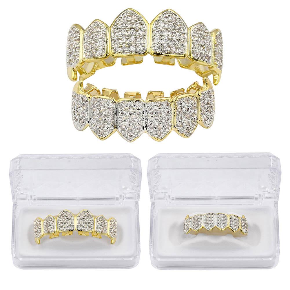 ZR Grillz Hip-Hop Zirconia Vampire Fangs for Men, Halloween accessories suitable for women, comfortable to wear. Y26
