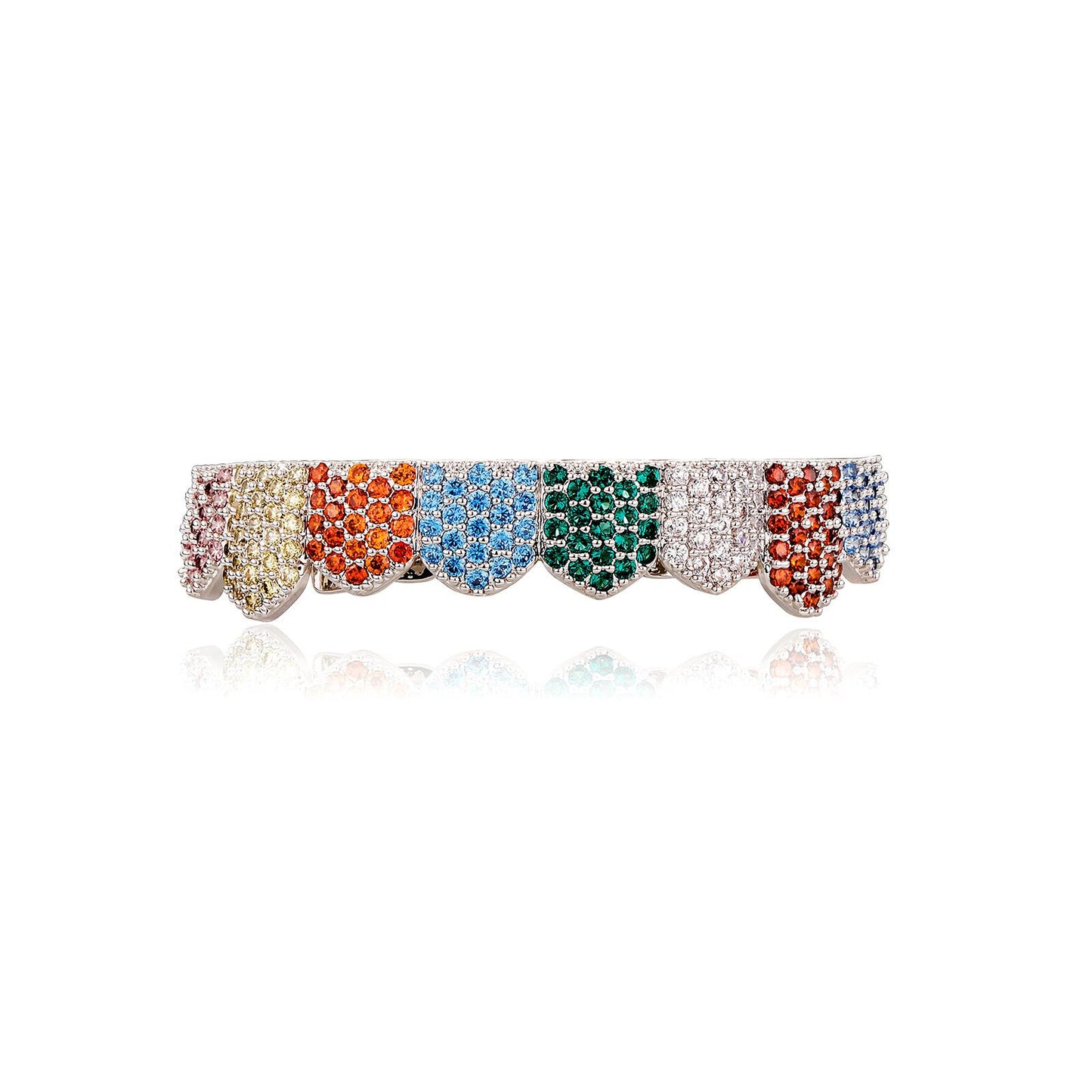 Unisex 8 Teeth Colourful Cubic Zirconia Comfortable Grillz for Men&women Hiphop Accessories Grills   K239