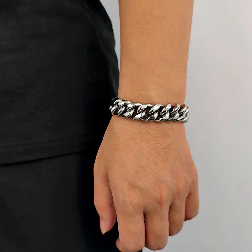 Men Trendy Iced Out Copper Cuban Link Bracelet, 2 colors -  D35