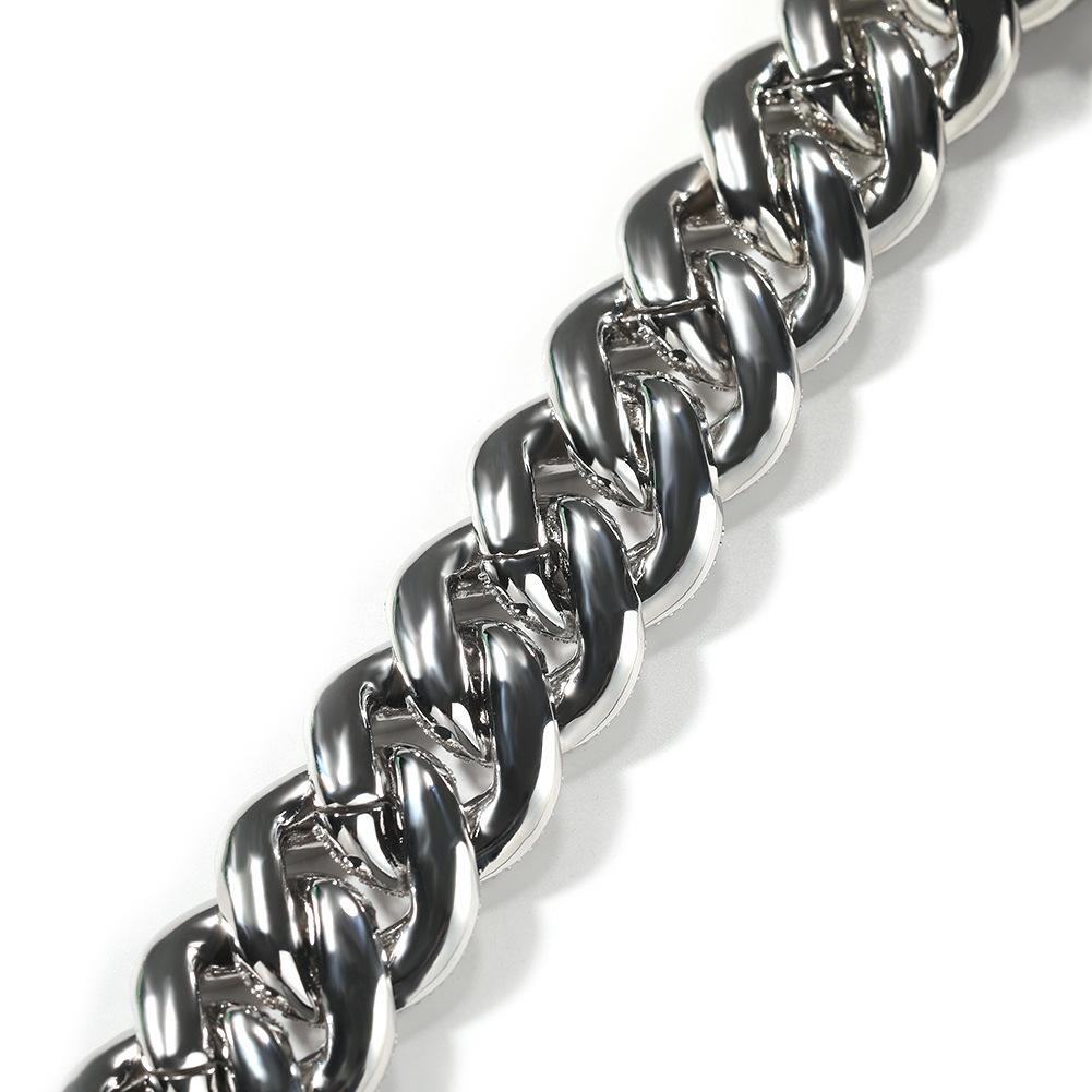 Unisex Hip-Hop Cuban Link Bracelet Necklace – 24mm Copper with Zirconia Stones, Available in 7-24 Inches, Y47