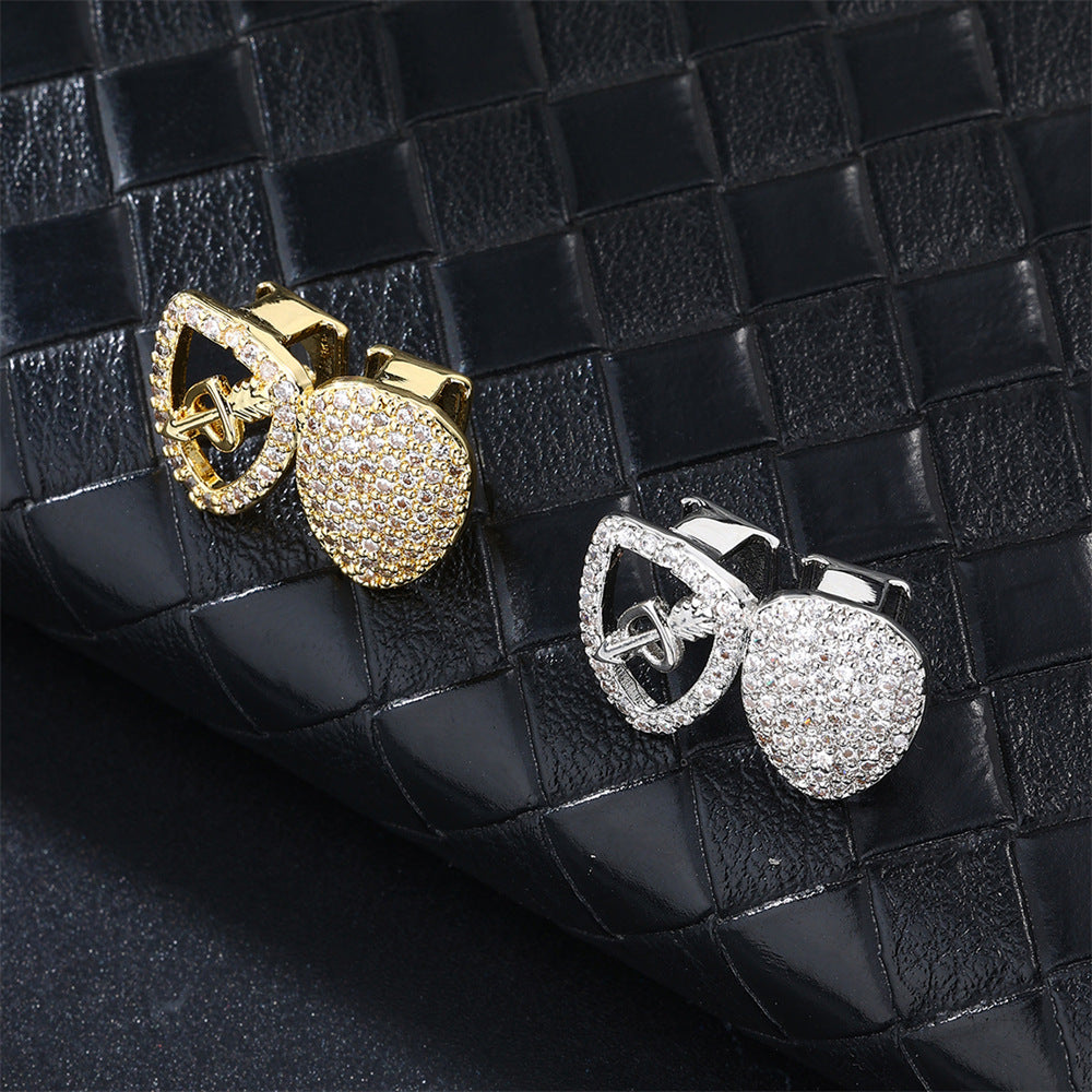 Trendy Hip-Hop Gold Grillz with Zircon Inlay – Fun and Quirky Single Heart-Shaped Grillz Accessory for Halloween Y70
