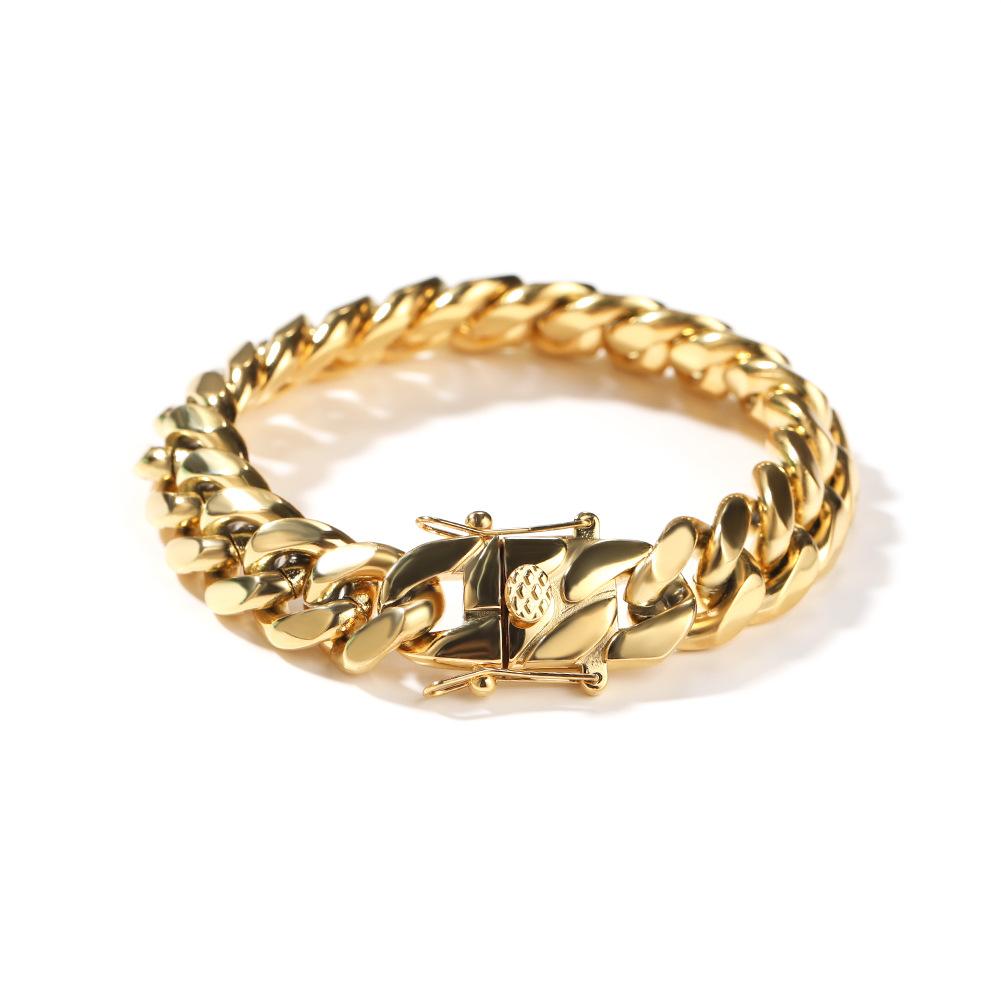 Men's Electroplated Cuban Link Bracelet 8-14mm width -D259